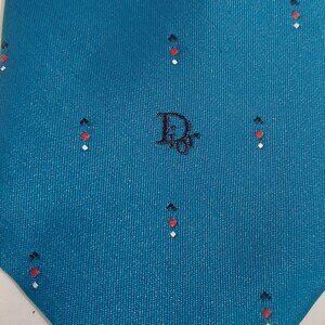 Christian Dior necktie Made in USA from Italian woven fabric. Dior embroidered